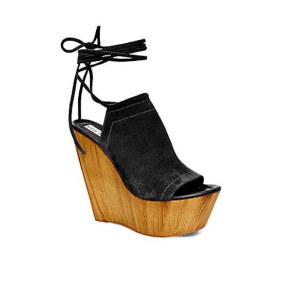 Steve Madden Shoes - Steve Madden Bonelli Black Suede Wood Wedges sz 41